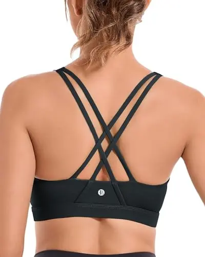 RUNNING GIRL Criss-Cross Back Sports Bra in black