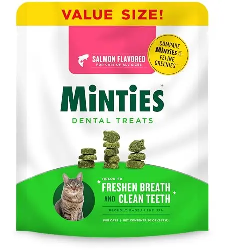 Minties Dental Treats for Cats in salmon flavor
