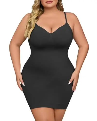 USEASY plus size shapewear slip dress with built-in tummy control