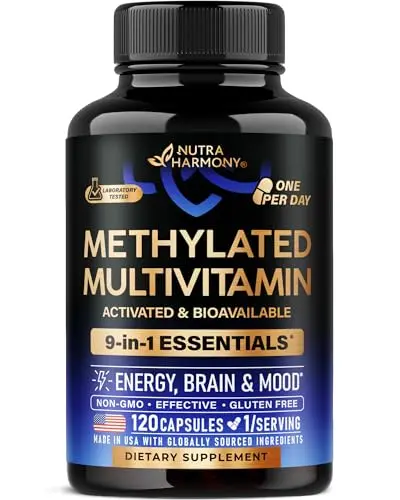 NUTRAHARMONY Methylated Multivitamin bottle and capsules