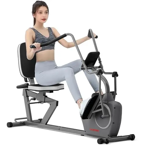 VANSWE recumbent bike with arm exerciser in silver and black