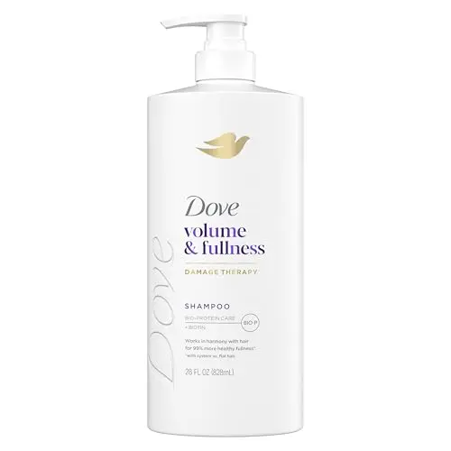 Dove Volume & Fullness Shampoo bottle with white and blue design