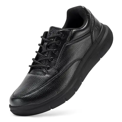 FitVille men's wide walking shoes in black