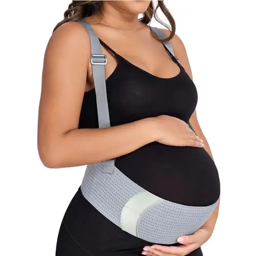 MAMODY maternity belly band with adjustable shoulder straps for enhanced support