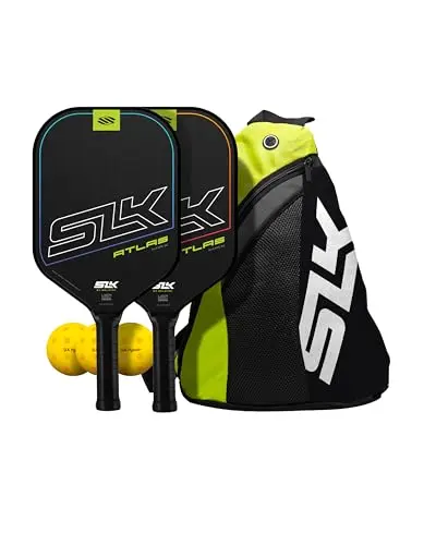 Selkirk SLK Atlas Max pickleball paddle set with raw carbon fiber