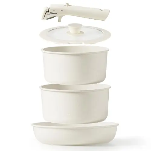 CAROTE detachable handle cookware on gas stove