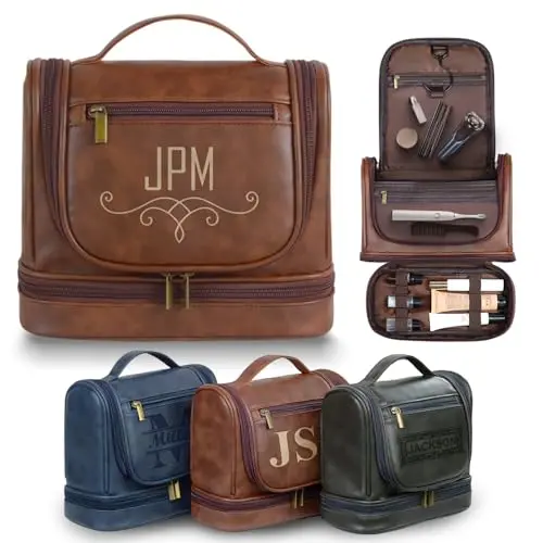 Personalized hanging toiletry bag in vintage color