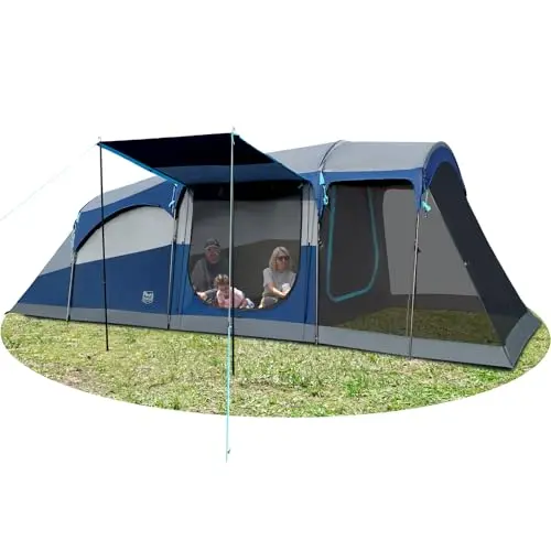 TIMBER RIDGE 8 person family camping tent with screen room and carry bag