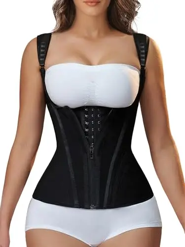 YIANNA waist trainer vest with adjustable shoulder straps and hook closure