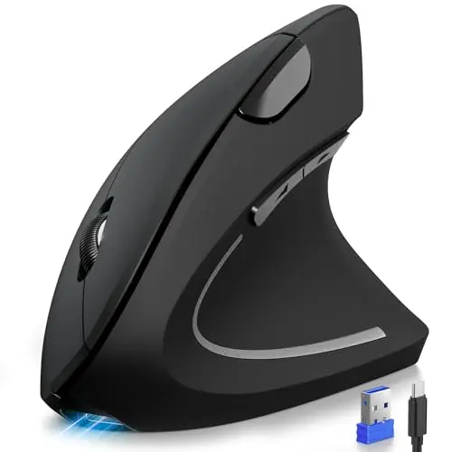 TECKNET rechargeable vertical ergonomic mouse in black