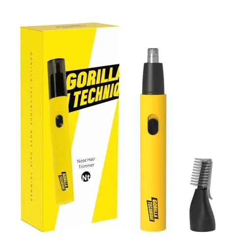 Gorilla Technique nose hair trimmer with yellow accents and two heads