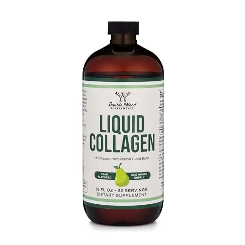Double Wood Supplements Liquid Collagen bottle with pear flavor