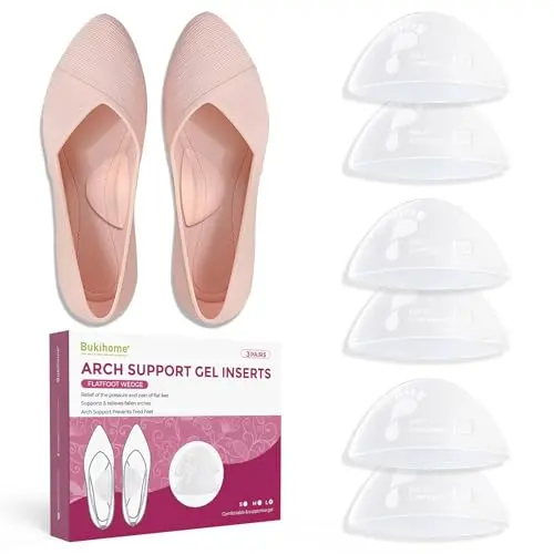 Bukihome clear adhesive gel arch pads for high arch support