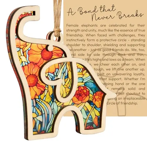 Yellow elephant ornament with friendship story card