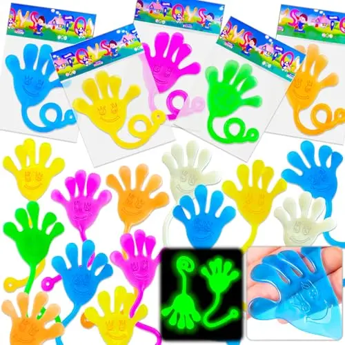 Glow-in-the-dark sticky hands in assorted colors