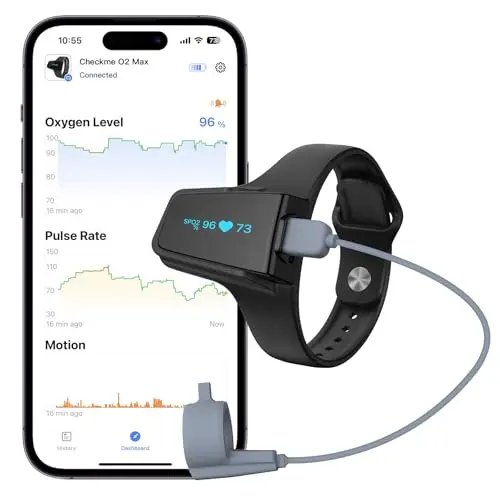 Wellue wrist pulse oximeter with audio reminders for overnight use