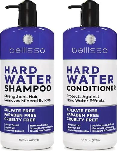Bellisso Hard Water Shampoo and Conditioner set showing modern packaging