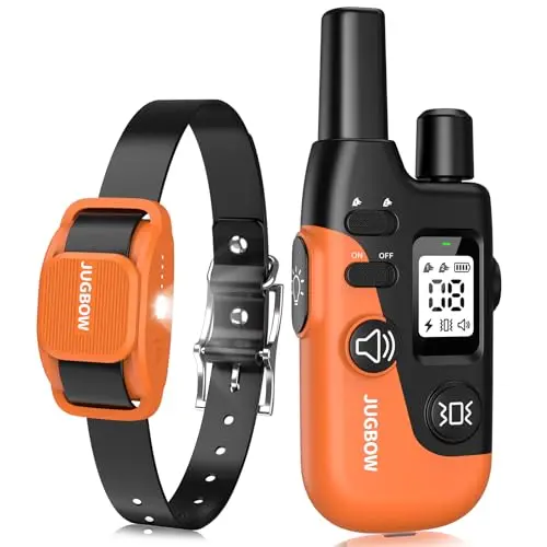 Jugbow orange dog training collar with LED light and remote control