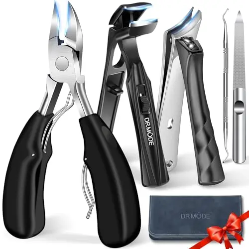 DRMODE 2025 toenail clippers set for thick nails with angled head and multiple tools