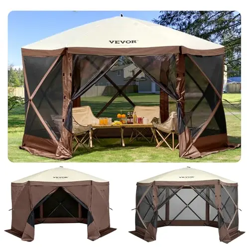 VEVOR pop up gazebo screen tent with removable privacy walls and mesh windows