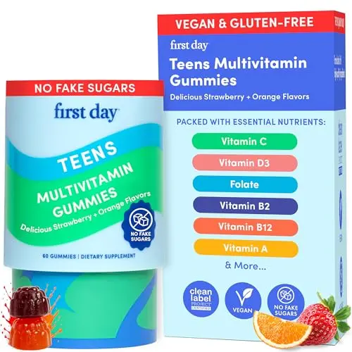 FIRST DAY Teens multivitamin gummies with organic ingredients