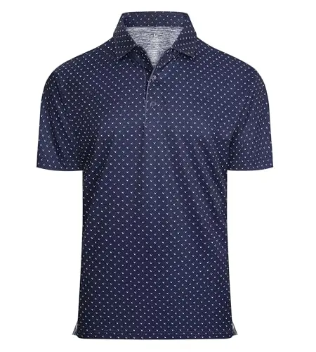Alex Vando golf polo shirt with classic print pattern in navy