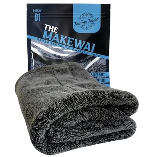 Tommy Towel gray microfiber car drying towel with twisted loop