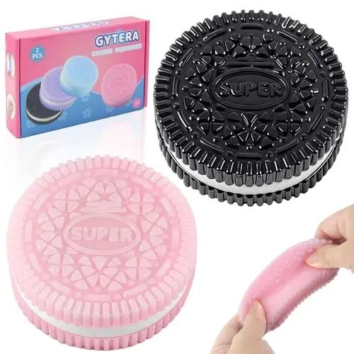 Gytera sticky cookie squishies fidget toys in pink and black