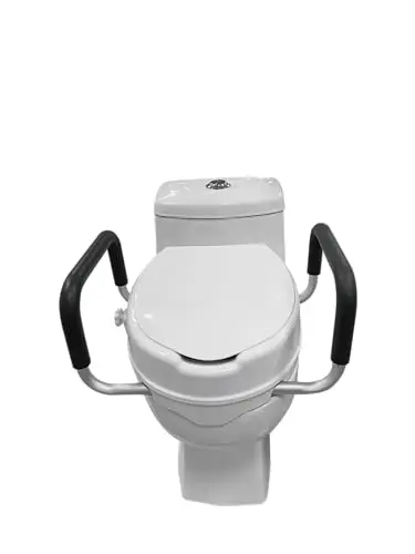 Lifted Throne raised toilet seat for elongated toilets with anti-slip arms