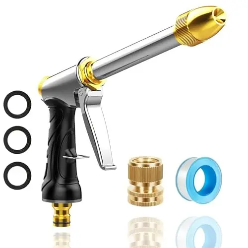 VNEIRSHAH brass garden hose nozzle with adjustable spray modes and quick connector