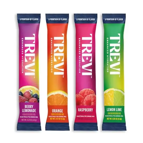 TREVI electrolyte powder packets in variety pack flavors