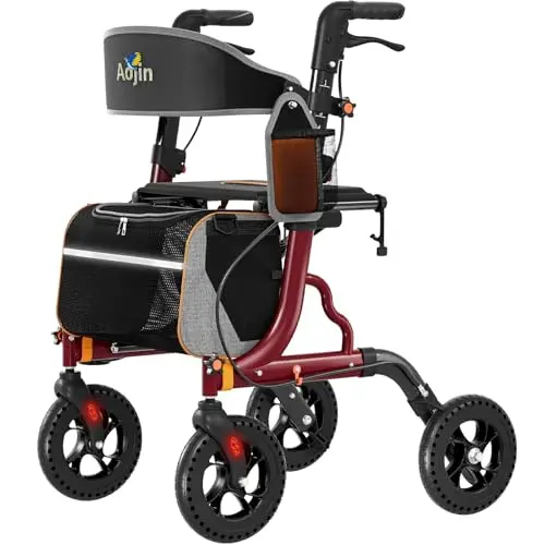 Aojin blue rollator walker with ergonomic handles