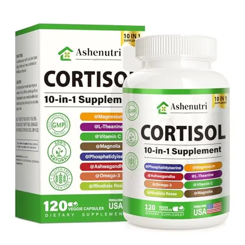 Ashenutri 10-in-1 Cortisol Supplement with magnesium capsules