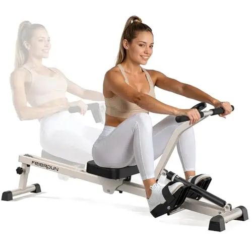 Feierdun compact hydraulic rowing machine in white