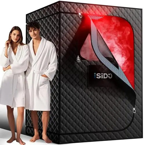 ISIDO two-person portable infrared steam sauna with red light therapy