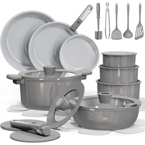 CAROTE Ceramic Nonstick Cookware Set in dark gray