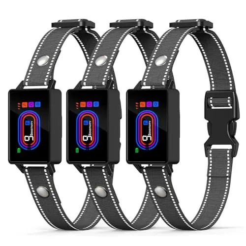 Vuicl 3-pack black bark collars for small to large dogs