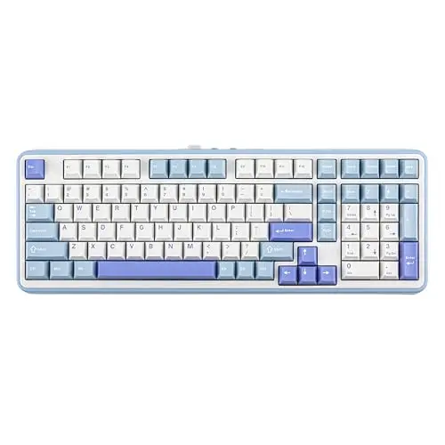 EPOMAKER TH99 wireless mechanical keyboard with blue and white keycaps