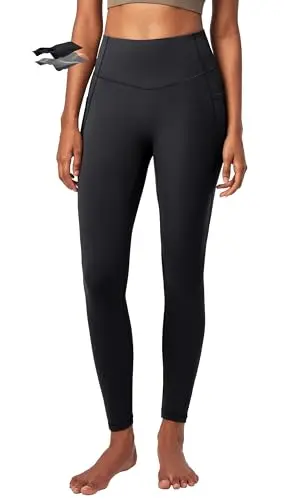 Heathyoga women's compression leggings with no front seam and side pockets