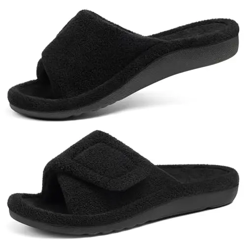 shevalues orthopedic slippers for women in black color with adjustable strap