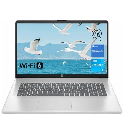 HP Premium 17.3 inch touchscreen laptop showing video timeline