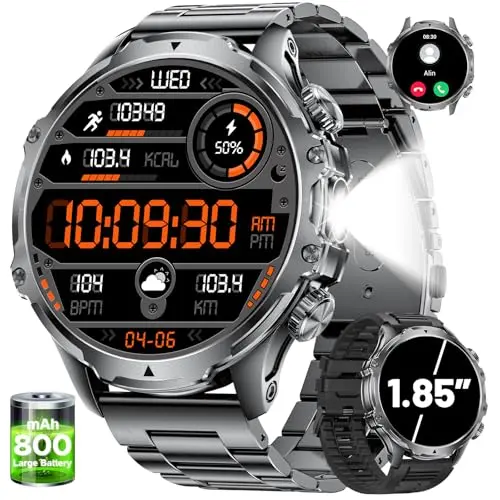 LIGE smartwatch with 1.85-inch circular display and LED flashlight