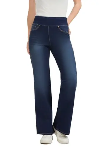 KYAL Women's High Waisted Flare Jeans in dark navy