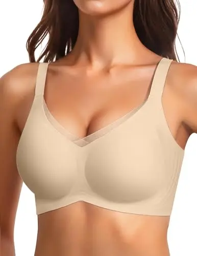 Vertvie wireless bra with mesh crossover and full coverage support