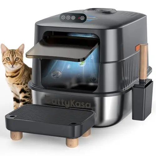 CattyKasa stainless steel litter box with plasma odor control
