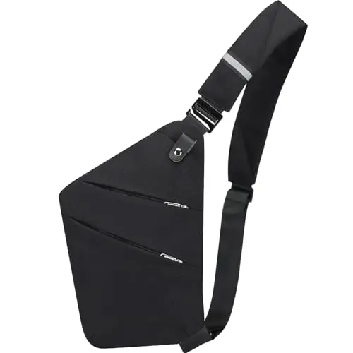 KUTQI Anti-Theft Sling Bag in black worn crossbody