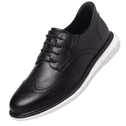 Mens hands-free slip-on wingtip oxford shoes in black