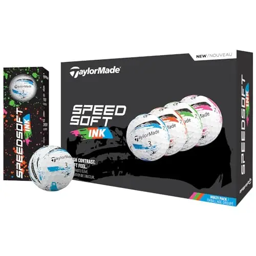 TaylorMade Speed Soft Ink golf balls in multi-color pack