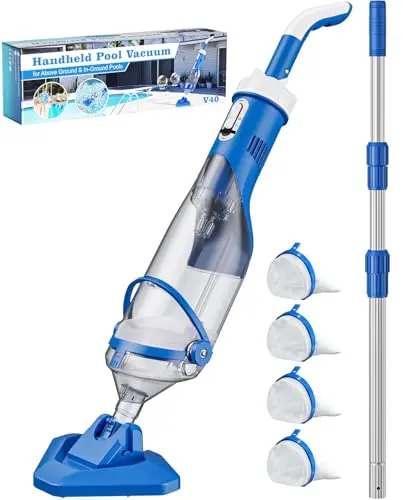 Teguy cordless handheld pool vacuum with telescopic pole