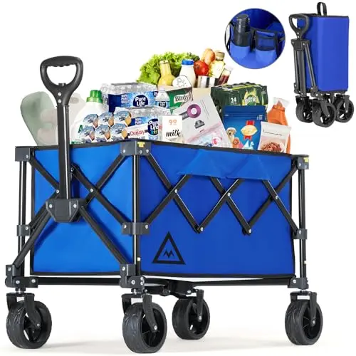 Muarch foldable beach wagon with swivel wheels